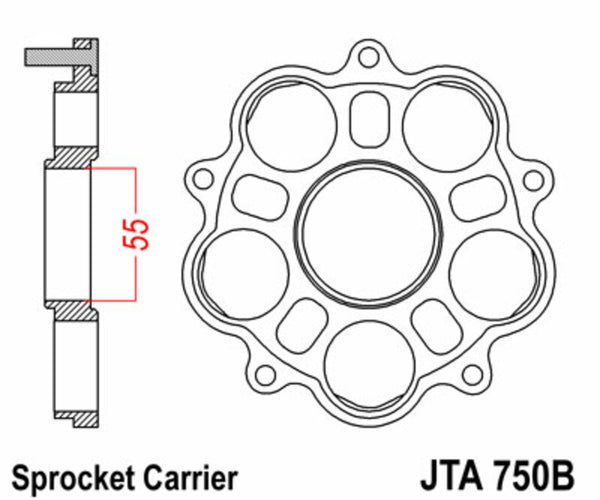 JT Sprock's rear Sprock Carrier - 5 Silentbloc Ducati JTA750B