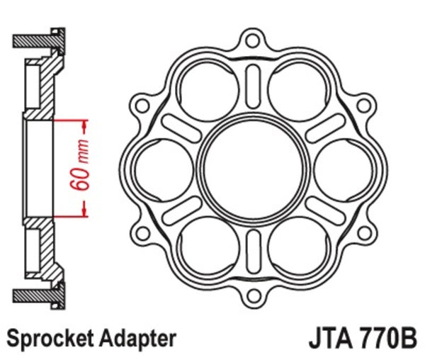 JT Sprock's rear Sprock Carrier - 6 Silentbloc Ducati Panigale/Monster JTA770B