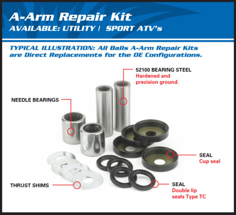 Toutes les balles Kit de reconditionnement des bras supérieurs peuvent être commandants 800 / xt / max / dps 50-1127