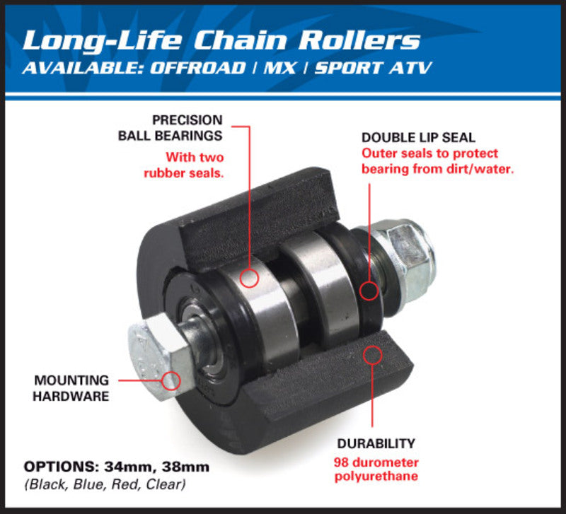 ALL BALLS Upper/Lower Chain Roller Black 79-5007