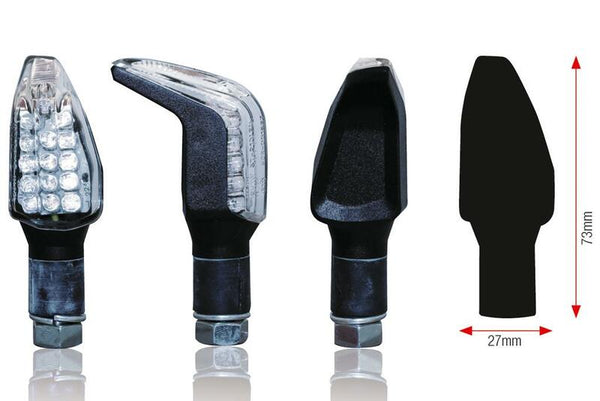 Bihr Boomerang a LED Blinkers - noir / transparent | Universal ST-210 (PAR)