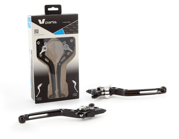 V Parts V Vis noirs / aluminium CNC de 175 mm Standard avec adaptateurs par paire Aprilia / Piaggio LV-SL (L13-R22)