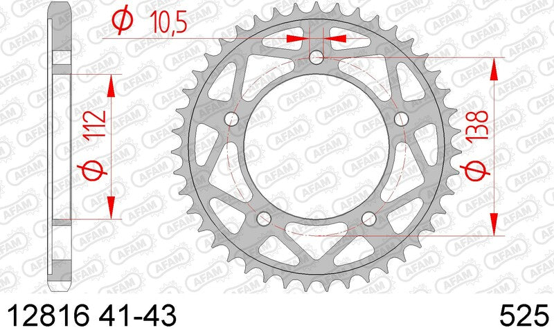 AFAM Steel Standard Rear Sprock 12816 - 525