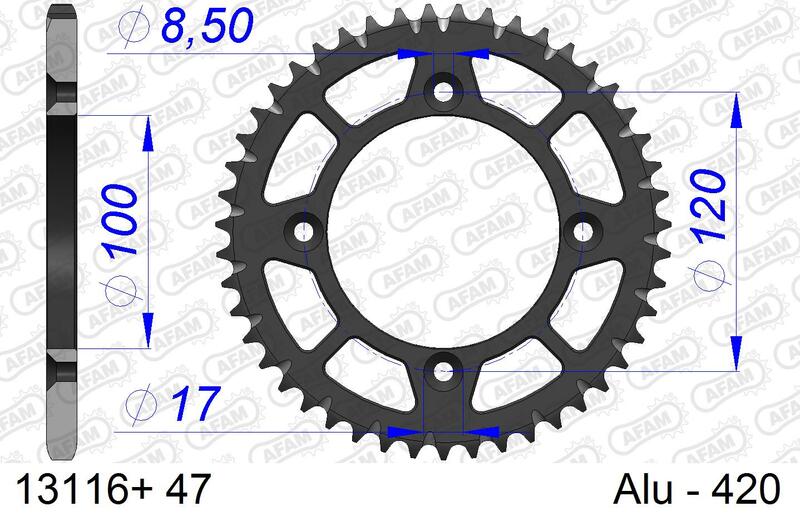 AFAM Aluminium Ultra -light Hard Anodisé arrière Spropet 13116 - 420