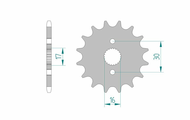 AFAM Steel Standard Front Sprocket 20105 - 420 med 16 mm centrumhål och 30 mm ytterdiameter. Passar Honda CR och CRF modeller från 1985 till 2024.