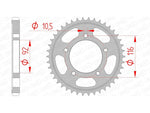 AFAM Steel Standard bakdrev 16900530 för Kawasaki ZZR 1400. Hållbart ståldrev med exakta mått för optimal prestanda och passform.