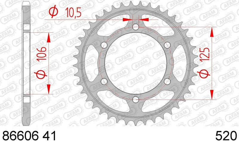 AFAM Steel standard Sprock arrière 86606 - 520