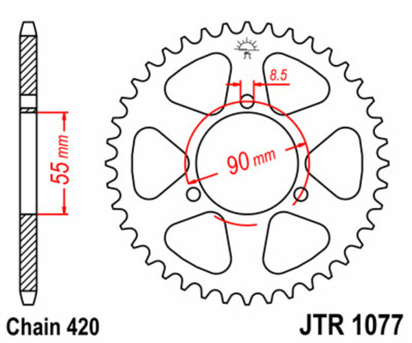 Sprock arrière standard en acier de JT Sprock 1077 - 420 JTR1077.47