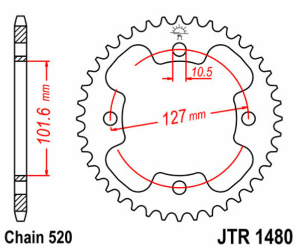 Sprock arrière standard en acier de JT Sprock 1480 - 520 JTR1480.38
