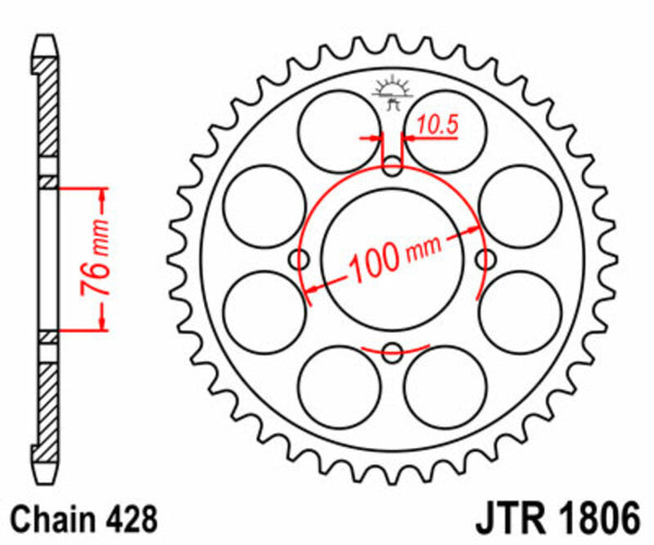 JT Sprock's Steel Standard arrière Sprock 1806 - 428 JTR1806.47