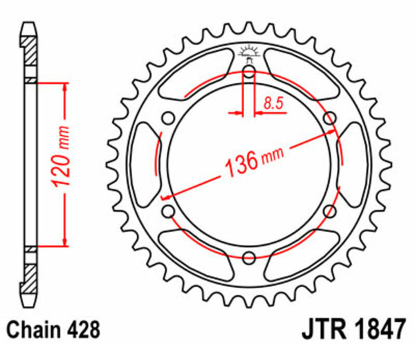 JT Sprock's Steel Standard arrière Sprock 1847 - 428 JTR1847.57