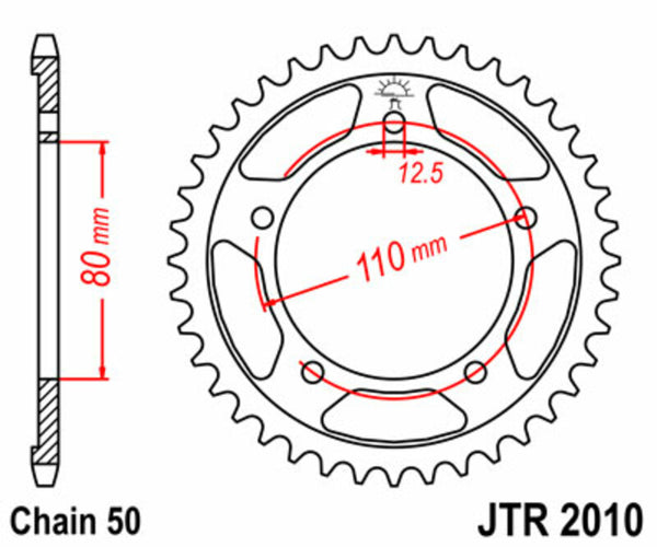 JT Sprock's Steel Standard arrière Sprock 2010 - 530 JTR2010.48