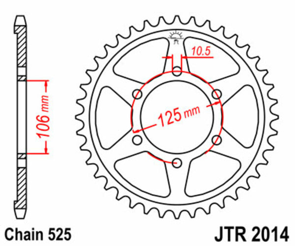 JT Sprockets Steel Standard Reary Sprock 2014 - 525 JTR2014.47