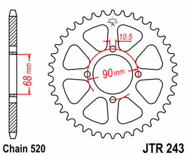 Sprock arrière standard en acier de JT Sprock 243 - 520 JTR243.42