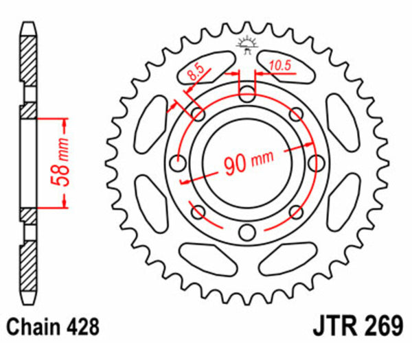 Sprock arrière standard en acier de JT Sprock 269 - 428 JTR269.47