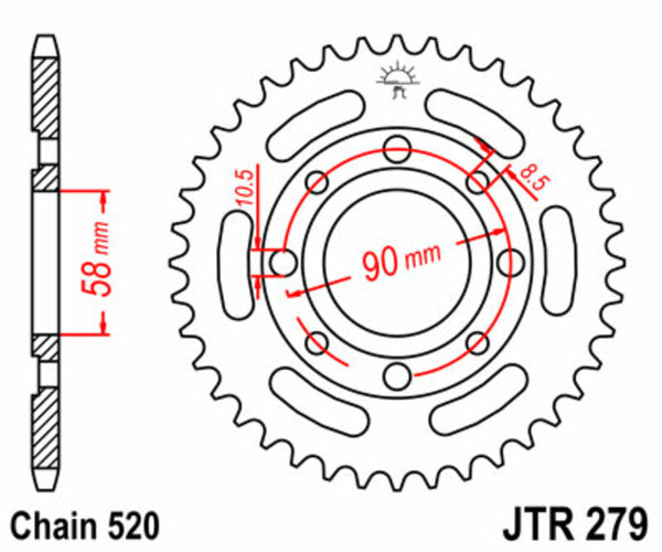 Sprock arrière standard en acier de JT Sprock 279 - 520 JTR279.35