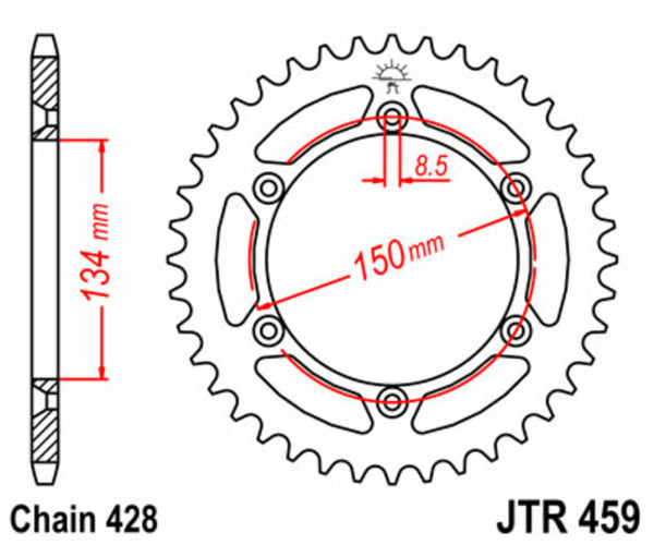 Sprock arrière standard de JT Sprock's Steel 459 - 428 JTR459.52