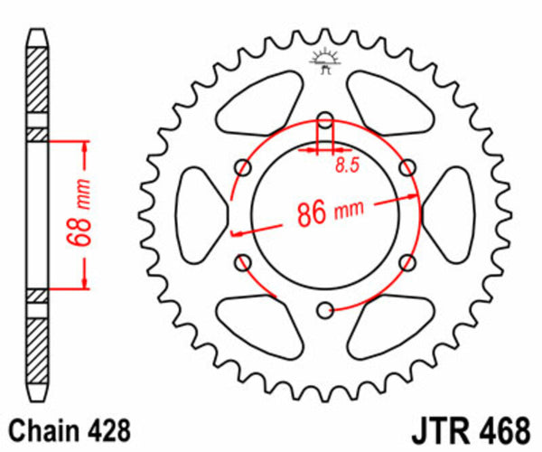 Sprock arrière standard en acier de JT Sprock 468 - 428 JTR468.46