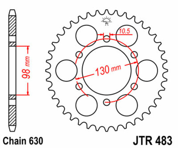 Sprock arrière standard en acier de JT Sprock 483 - 630 JTR483.35
