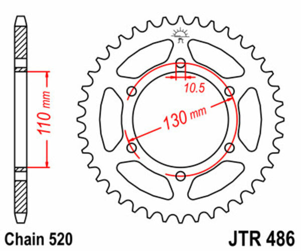 Sprock arrière standard en acier de JT Sprock 486 - 520 JTR486.47