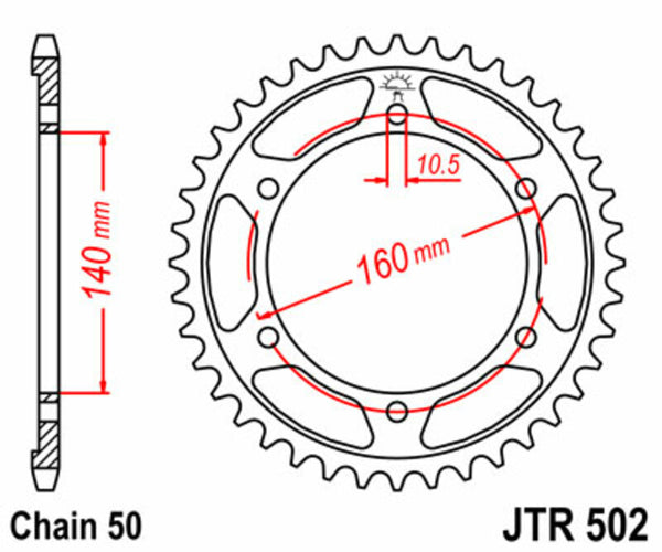 Sprock arrière standard en acier de JT Sprock 502 - 530 JTR502.44