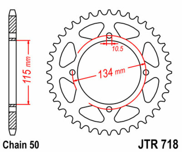 Sprock arrière standard de JT Sprock's Steel 718 - 530 JTR718.48