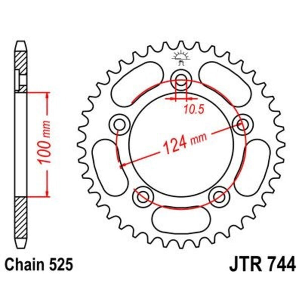 JT Sprock's Steel Standard arrière Sprock 744 - 525 JTR744.38