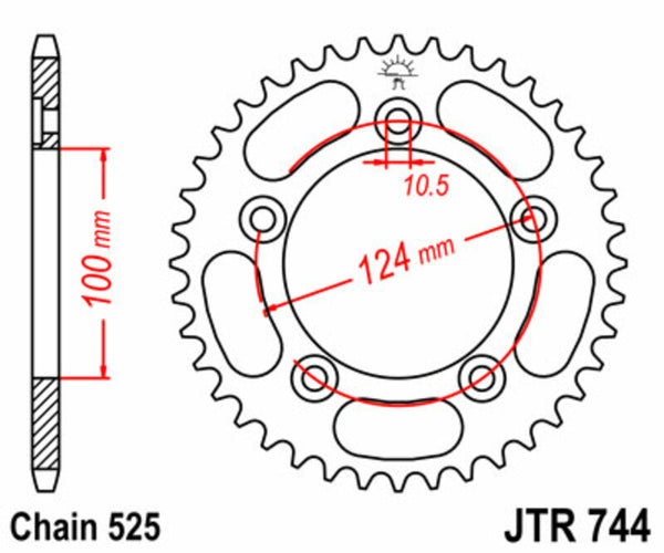Sprock arrière standard en acier de JT Sprock 744 - 525 JTR744.39