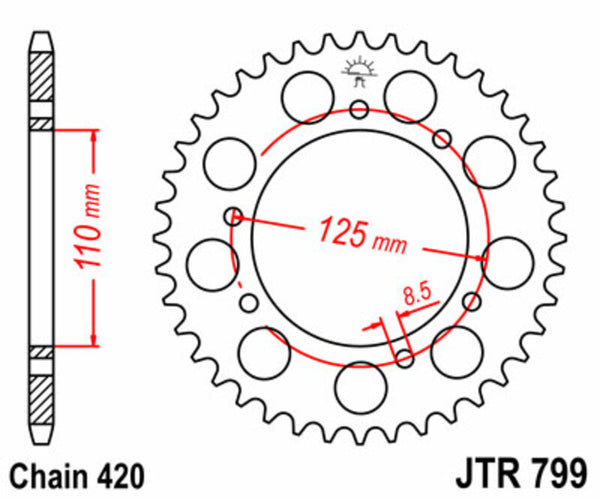 JT Sprock's Steel Standard Rear Sprock 799 - 420 JTR799.50