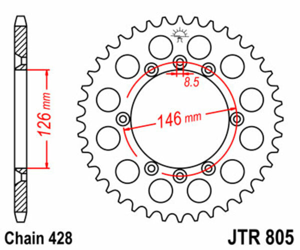 JT Sprock's Steel Standard Rear Sprock 805 - 428 JTR805.50