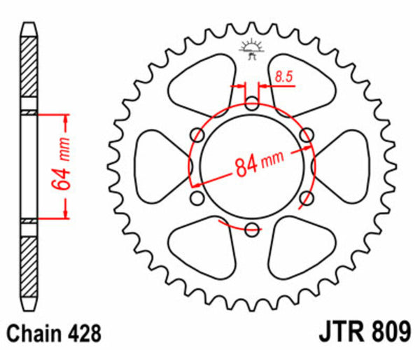 Sprock arrière standard en acier de JT Sprock 809 - 428 JTR809.47