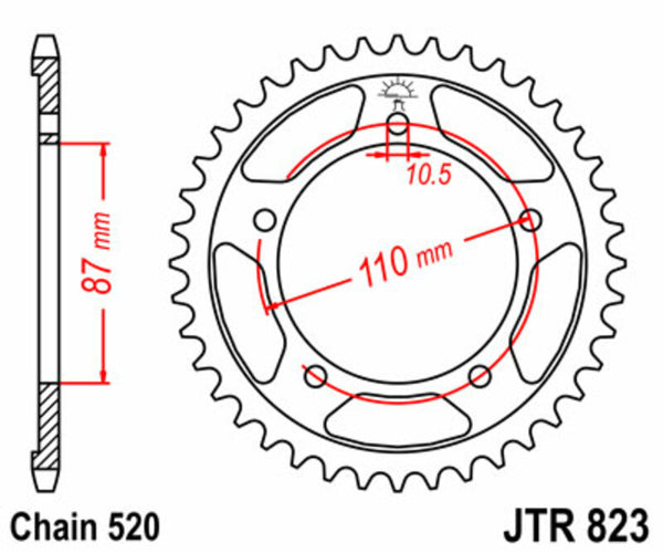 Sprock arrière standard en acier de JT Sprock 823 - 520 JTR823.46
