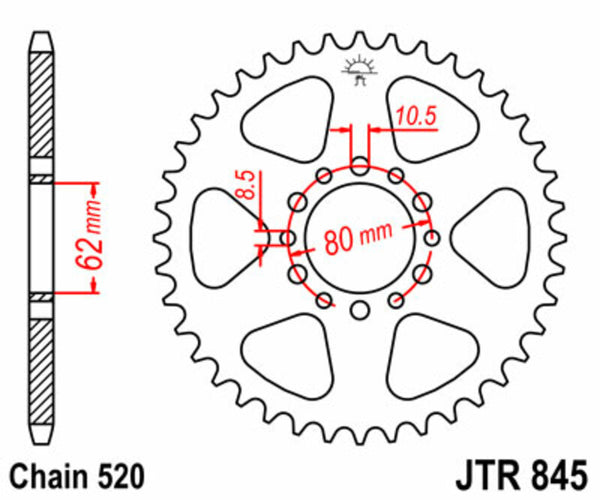 JT Sprock's Steel Standard arrière Sprock 845 - 520 JTR845.40