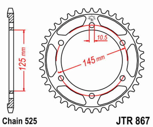 Sprock arrière standard en acier de JT Sprock 867 - 525 JTR867.42