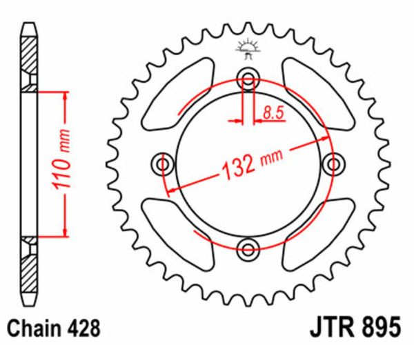 Sprock arrière standard en acier de JT Sprock 895 - 428 JTR895.49