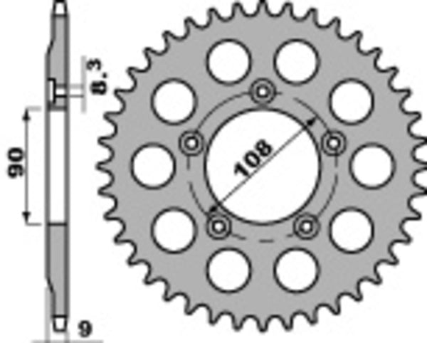 PBR Standard C45 Sprocket arrière en acier 1026 - 520 1026 38 C45