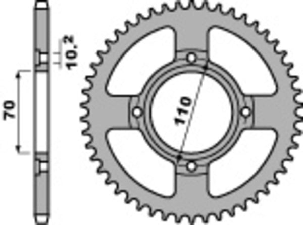 PBR standard C45 Sprocket arrière en acier 248 - 520 248 44 C45