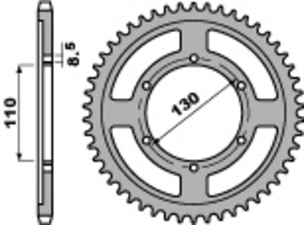 PBR Standard C45 Steel arrière Spoket 4372 - 428 4372 46 C45