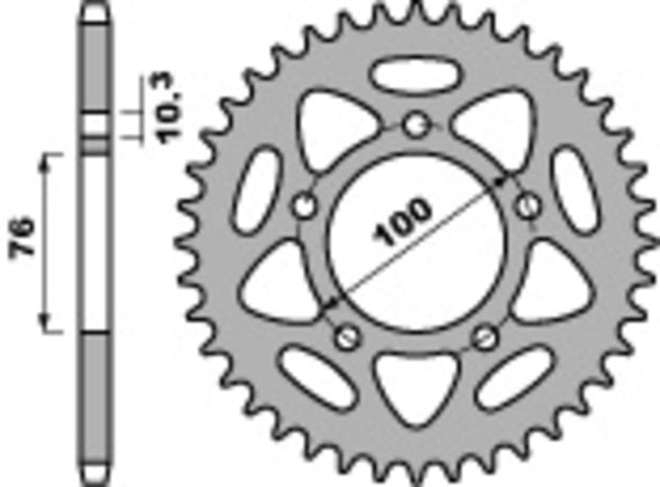 PBR SPROPET arrière en aluminium Ultra -light 4456 - 525 4456 44 L