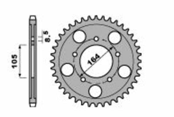 PBR Standard C45 en acier arrière Spoket 4557 - 525 4557 47 C45