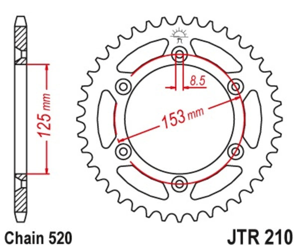 Sprock arrière standard en acier de JT Sprock 210 - 520 JTR210.47SC