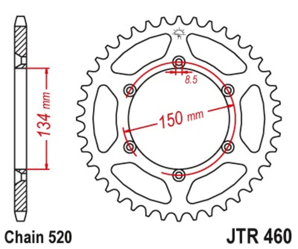 JT Sprock's Steel auto-nettoyage arrière Sprock 460 - 520 JTR460.50SC