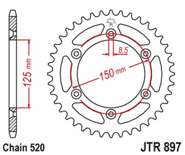 Sprock arrière standard en acier de JT Sprock 897 - 520 JTR897.52SC