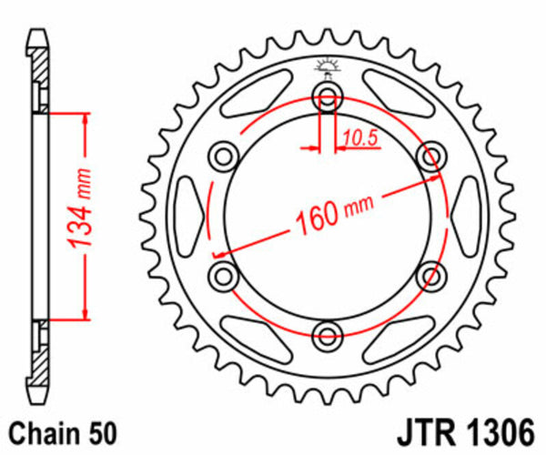 Sprock arrière standard en acier de JT Sprock 1306 - 530 JTR1306.42