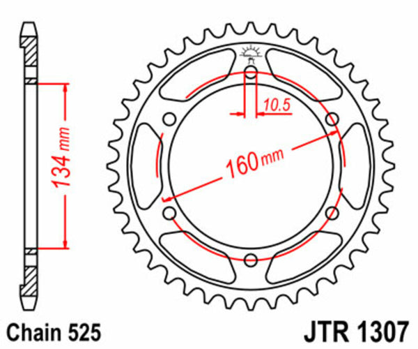 Sprock arrière standard en acier de JT Sprock 1307 - 525 JTR1307.46