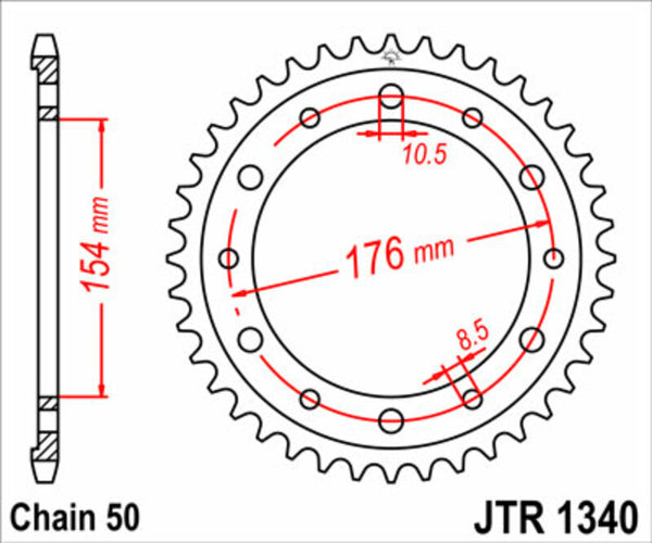 Sprock arrière standard en acier de JT Sprock 1340 - 530 JTR1340.44