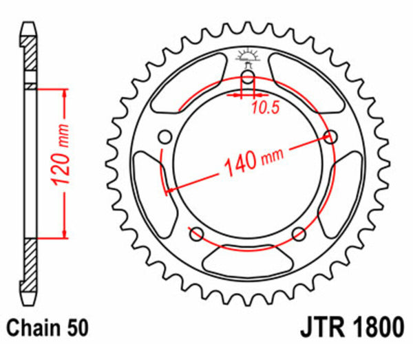 JT Sprock's Steel Standard arrière Sprock 1800 - 530 JTR1800.42
