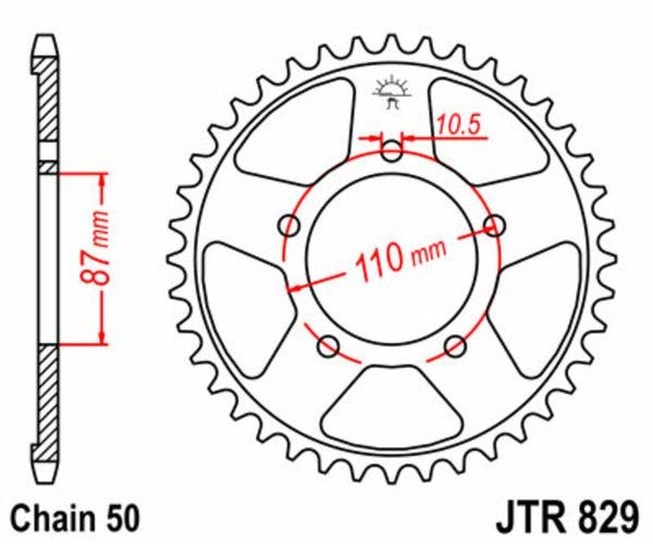 Sprock arrière standard en acier de JT Sprock 829 - 530 JTR829.42