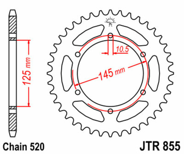 Sprock arrière standard en acier de JT Sprock 855 - 520 JTR855.47