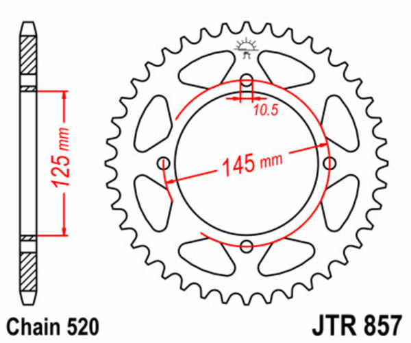 Sprock arrière standard en acier de JT Sprock 857 - 520 JTR857.46